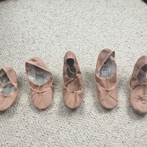 5 pair of girl ballet shoes, sizes 12-1
